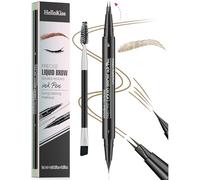 Curved Eyebrow Pen, 3D Waterproof Eyebrow Pencil Contouring Pen, Brow Pencil 2-in-1 Dual-Ended with Micro-Fork-Tip and Precise Brush-Tip Create Natural Hair-Like Brows, Last All-Day, Light Brown