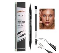 Curved Eyebrow Pen,Waterproof 2-in-1 Dual-Ended Eyebrow Pen with Micro-Fork-Tip & Precise Brush,Last All-Day,Natural Eyeliner Makeup,Microblading Eye-brow Pen,Eye Brow Pencil,Dark Brown