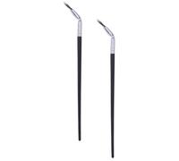 Curved Fan Eyelash Brush 2pcs for Lower Lashes and Eye Line | Fiber Fur, Copper Tube, Wood Handle, Black Finish, Travel Makeup, Beginners, Eyebrows