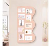 Curved Felt Pin Board for Wall Decor, Self-Adhesive Cork Board Alternative Bulletin Board Tile for Photos, Memos & Jewelry, Wall Display Panel for Home Office (Pink)