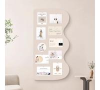 Curved Felt Pin Board for Wall Decor, Self-Adhesive Cork Board Alternative Bulletin Board Tile for Photos, Memos & Jewelry, Wall Display Panel for Home Office (Beige)