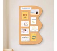 Curved Felt Pin Board for Wall Decor, Self-Adhesive Cork Board Alternative Bulletin Board Tile for Photos, Memos & Jewelry, Wall Display Panel for Home Office (Orange)