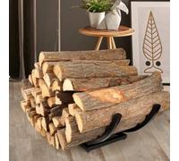Curved Firewood Rack Firewood Holder: Heavy Duty Curved Wood Rack Outdoor - Fireplace Black Wood Log Storage Rack 22Inch