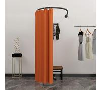 Curved Fitting Room Curtain Rod, U-Shaped Portable Dressing Room with Shading Curtain for Retail Stores, Privacy Partition