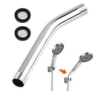 Curved Forward 20cm Shower Extension Arm Shower Heads G1/2" Handheld Stainless Steel Universal Extra Long Shower Hose Pipe for Shower Head and Hose Extension Arm Wall Mounted for Bathroom Accessory