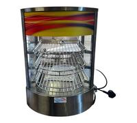 Curved Glass Hot Food Display Cabinet for Pies & Pizza, Silver