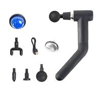 Curved Handle Massage Gun with Heat & Cold Therapy, Deep Tissue Percussion Massager, 6 Speed Levels, 6 Massage Heads, 3500RPM Muscle Recovery Gun for Back Neck Shoulder Pain Relief & Fitness