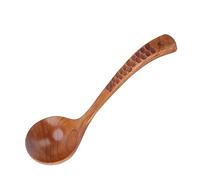 Curved Handle Spoon, Scratch Resistant Wooden Spoon Glossy Edges for Food Stirring (Type 2)