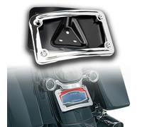 Curved Laydown License Plate Mount with Frame fit for Harley Davidson License Plate Mount Truck Bracket 3-Hole Relocation kit OEM# 3148(Silver)