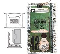 Curved Library Card Pocket Dies for Card Making Smaller Pocket,Corner Design Small File Folder Front, Word Lucky Metal Cutting Dies for DIY Scrapbooking Paper Crafting Handmade Crafts Die Cuts
