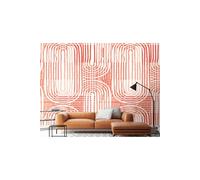 Curved Line Texture Wall Mural Origin Murals Orange W300cm x H240cm