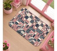 Curved Lines Area Rug, Modern Abstract Geometric Shapes Wavy Patterns None Navy Dorm Room Essentials Indoor Doormat Accents Rug Non Shedding Bathroom Kitchen Bedside Decor 2' X 3'