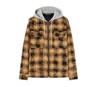 Curved Logo Check Overshirt Jacket - male - Palm Angels - Light Jackets - Brown - M - Jackets M