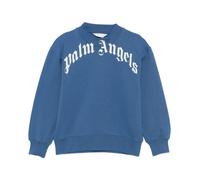 Curved Logo Crew Sweatshirt - male - Palm Angels - Kids Sweatshirts - Blue - 6 Y - Kids 6 Y