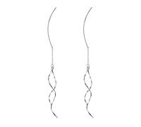 Curved Long Threader Tassel Dangle Earrings Bright Polished All Match Decorative Geometric Pattern Women Twist Linear Drop Earrings Jewelry Party - Silver Festival Jewelry, Wedding Ring Matching