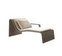 Curved Lounge Chair - All-Weather Wicker Rattan Chaise Lounge with Padded Cushions for Outdoor Patio, Garden, Backyard, Poolside Furniture