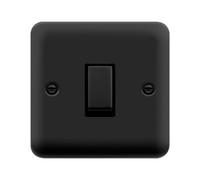 Curved Matt Black 10A 1 Gang Intermediate Ingot Light Switch - Black Trim - Se Home