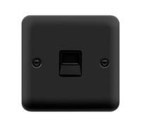 Curved Matt Black Master Telephone Single Socket - Black Trim - Se Home