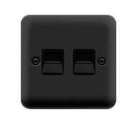 Curved Matt Black Master Telephone Twin Socket - Black Trim - Se Home