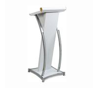 Curved Metal Lectern - Adjustable Floor Standing Podium for Church Conference & Campus Presentations - Professional Speech Stand with Modern Design