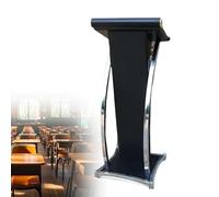 Curved Metal Lectern - Adjustable Iron Standing Desk with Inclined Tabletop for Laptop & Materials Easy to Clean 18.5" x 18.5" x 47.3" - Perfect for Presentations & Events