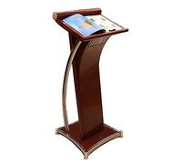 Curved Metal Lectern - Floor Standing Podium for Church & Conference, Stainless Steel Stand-Up Pulpit for Office & School - Stylish Red Design