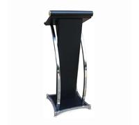 Curved Metal Lectern, Floor Standing Podium for Presentations and Conferences, Stainless Steel Design for Church, School, and Office Use