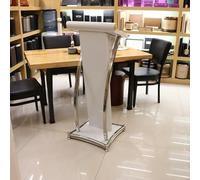 Curved Metal Lectern, Floor Standing Podium for Speaking, Stainless Steel Conference Stand for Office and School