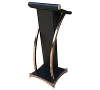 Curved Metal Lectern, Floor Standing Speaking Podium, Stand Up Church Pulpit, Stainless Steel Conference Podium Stand for Office School,Black