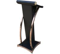 Curved Metal Lectern, Floor Standing Speaking Podium with Stainless Steel Construction for Office, School, and Church Use