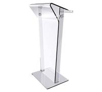Curved Metal Lectern Podium Stand - Portable Floor Standing Acrylic Pulpit for Churches, Stylish Lecture Podium with Tilted Viewing Surface, 550mm x 400mm x 1100mm