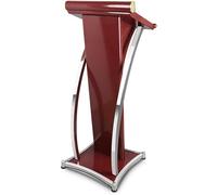 Curved Metal LecternStainless Steel Floor Standing Podium for Office & School Presentations Durable Conference Stand Modern Design for Professional Use