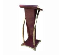 Curved Metal LecternStainless Steel Floor Standing Podium for Presentations & Conferences Perfect for Offices Churches and Public Speaking Events