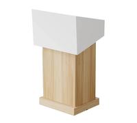 Curved Metal Podium on Wheels - 2-Tier Wood Lectern for Churches Schools Restaurants & Seminars - Elegant Grey Standing Conference Table (One Size Yellow)