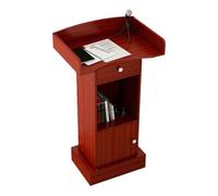 Curved Metal Podium Support 42" Red Wooden Portable Lectern with Drawer Perfect for Churches Wedding Speeches Public Speaking & Presentations.