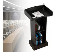 Curved Metal Podium with Integrated Speaker System - Conference Stand for Classroom, Storage, Reception & Event Podium for Welcomes and Public Speaking.