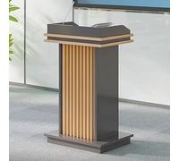 Curved Metal PodiumProfessional Presentation Stand for Conferences Churches & OfficesFreestanding Wooden Lectern for Public Speaking & Events