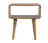 Curved Open Bedside Cabinet - Solid Wood Bedside Table with Oak Finish