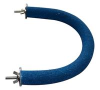 Curved Parrot Perch, 7.5 x 6.7 x 0.8 in Rough-Surfaced Quartz Bird Nail Grinding Toy, Space-Saving Standing Cage Accessories with Metal Wing Nuts, for Parakeets, Cockatiels, Conures, Blue