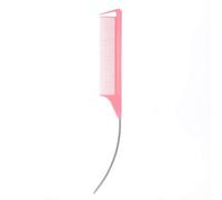 Curved Pin Tail Combs Carbon Fiber Teasing Combs with Long Steel Pins for Hair Styling and Parting Hairdressing Comb Long Steel Pin Comb