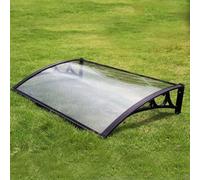 Curved Rain Canopy Awning - Windproof & Rainproof Outdoor Aluminum Alloy Bracket Polycarbonate Door Cover for House Facade Transparent 60x60-60x300cm Black 60x80cm