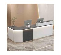 Curved Reception DeskModern WhiteDark Gray Cash Register Counter 140 cm Perfect for Office Commercial Spaces and Checkout Stations.
