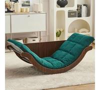 Curved Rocking Lounge Chair - Multifunctional Oversized Wooden Patio Rocker with Cushion for Living Room, Dormitory and Balcony