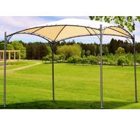 Curved Roof Metal Gazebo With Showerproof Sunshade Canopy, Beige, 3.0X3.0M