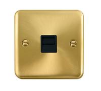 Curved Satin Brass Master Telephone Single Socket SE Home Gold One Size