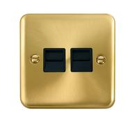 Curved Satin Brass Master Telephone Twin Socket SE Home Gold One Size