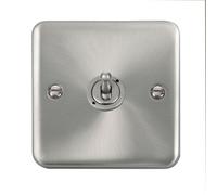 Curved Satin / Brushed Chrome 1 Gang 2 Way 10Ax Toggle Light Switch - Se Home