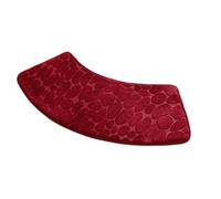Curved Scalloped Mat Bathroom Floor Absorbent Floor-Mat Toilet Shower Bath Mats for Corner Shower, Coral Fleece Surface with Memory Foam and PVC, Red, 100x40cm