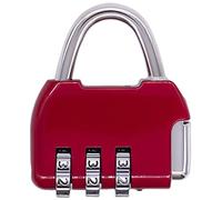 Curved Shackle Combination Padlock for Two Luggage, Red | Compact Padlock Form for Luggage, Three-Number Combination Access, Portable Construction for Keeping Paired Pulls