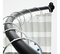Curved Shower Curtain Rod, Adjustable 40-72 Inches Shower Rod Curved, Rustproof Expandable Metal Round Shower Curtain Rod, Heavy Duty Shower Rods for Bathroom, Bathtub, Need to Drill, Black